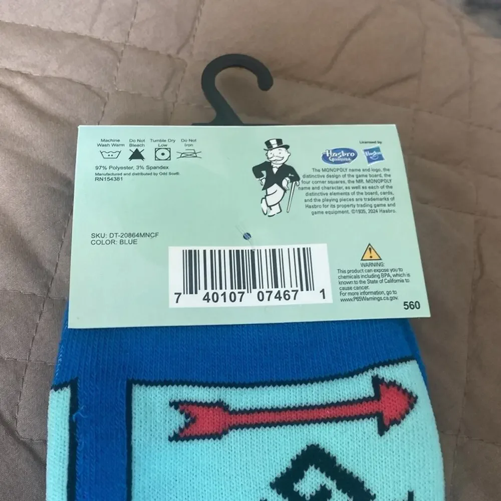 Hasbro Monopoly Novelty Crew Socks